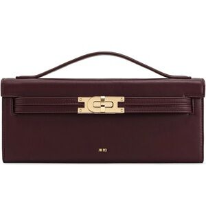 JW PEI Dark Burgundy Clutch with Gold Accent